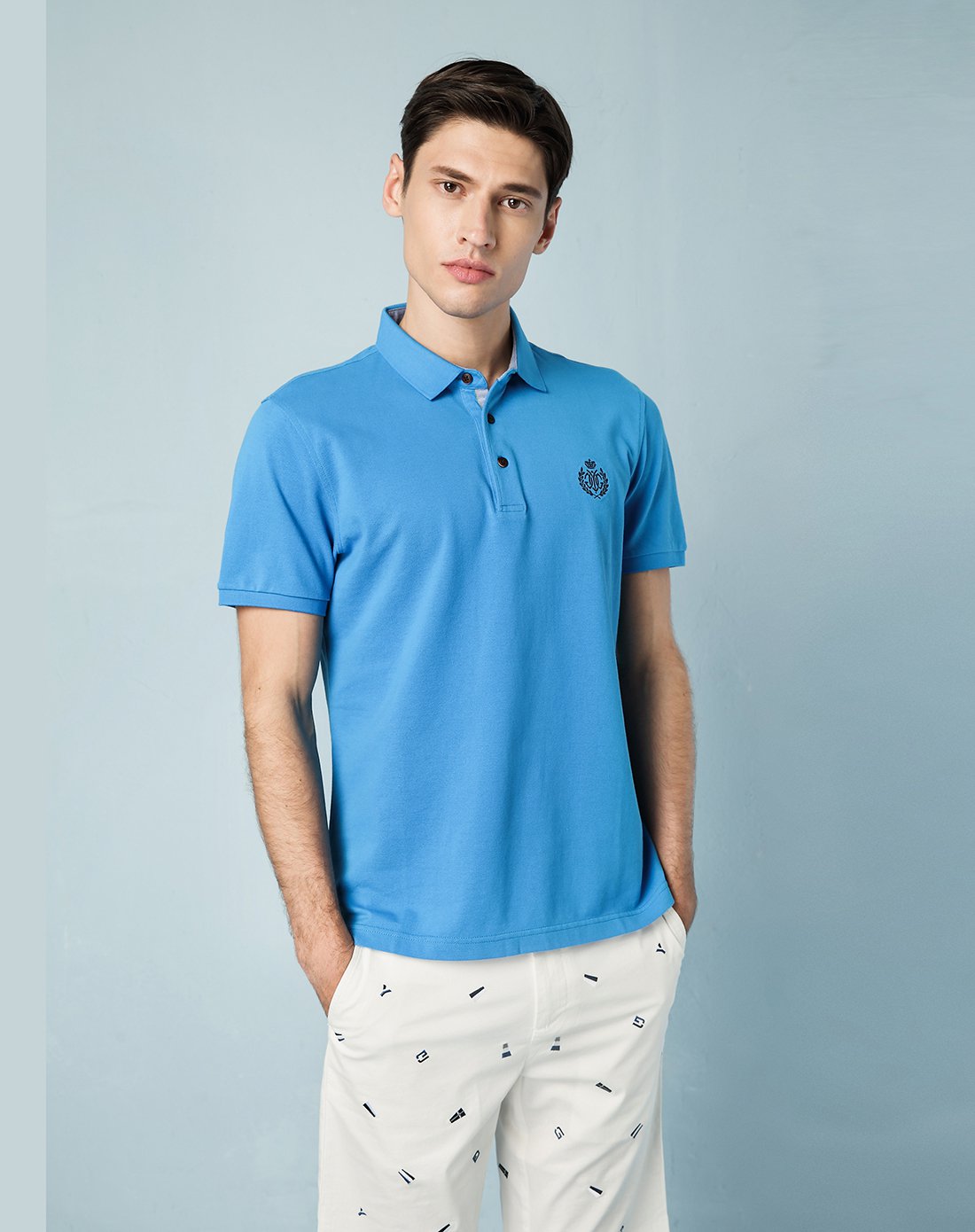 金利来gy goldlion时尚休闲男款中蓝短袖t恤tst0069-f1201-55_唯品会