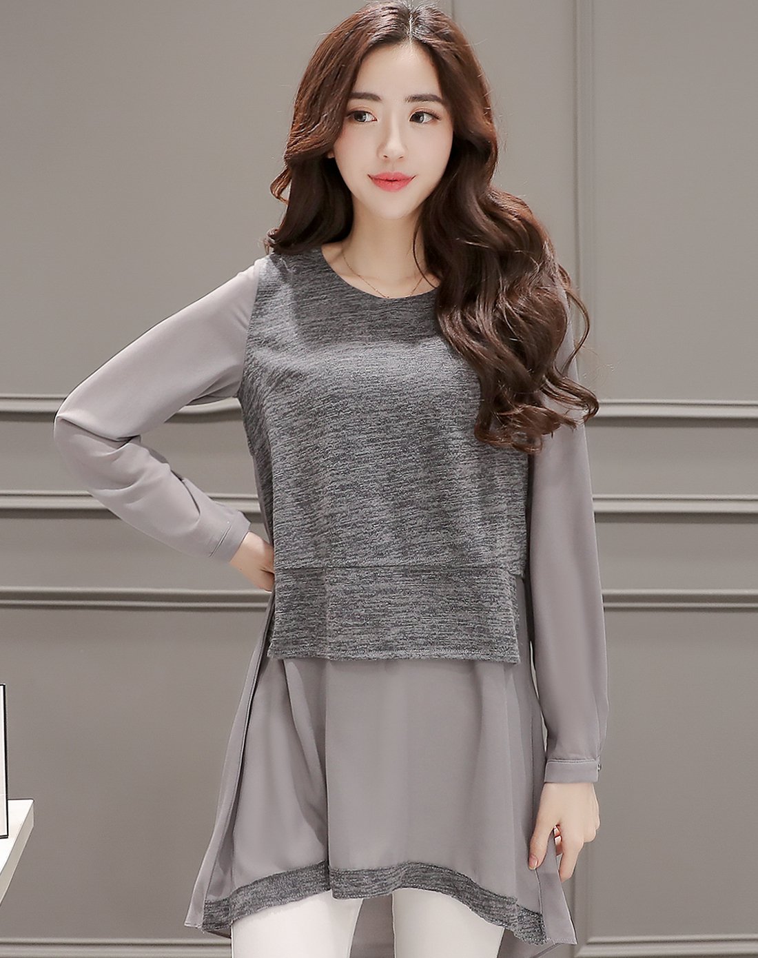 时尚宽松长款打底衫黑色