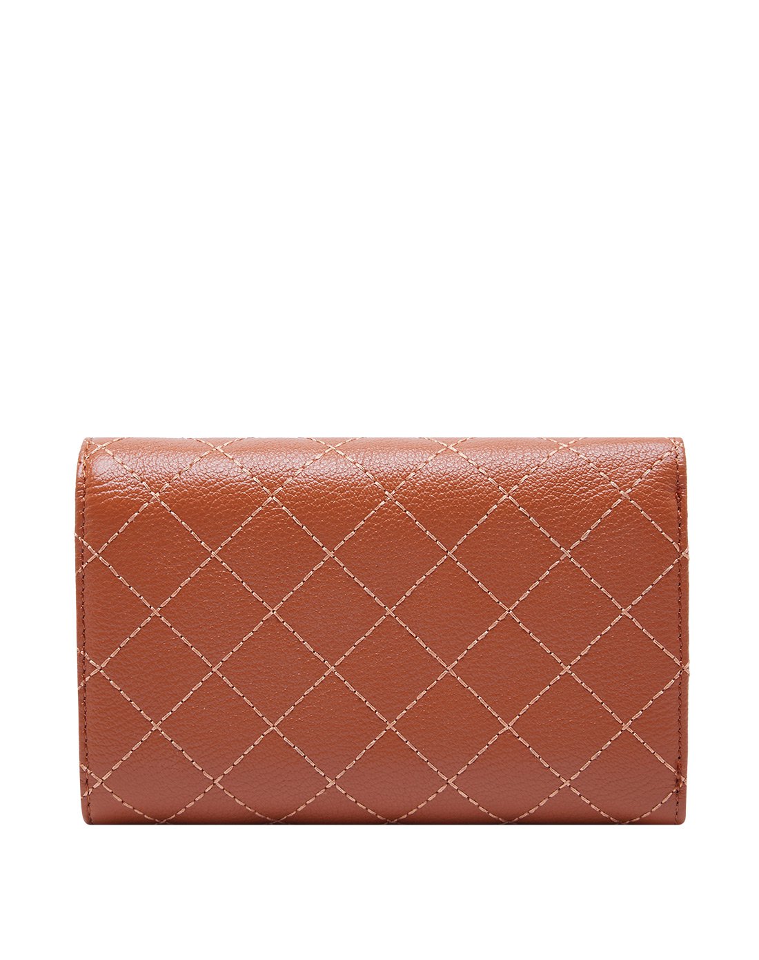 牛皮时尚经典菱形短款钱包复古棕