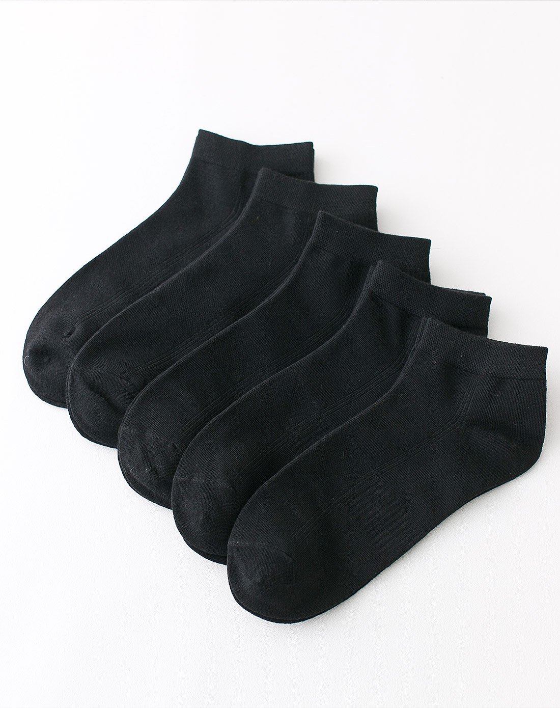 【吸湿排汗】5双装时尚百搭纯黑男士船袜