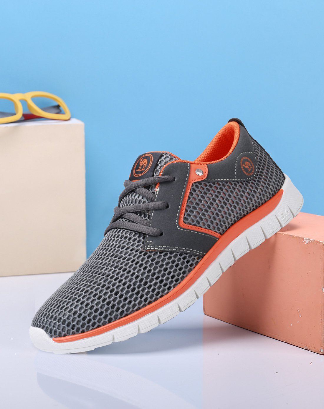 骆驼牌男女鞋透气镂空 男款舒适轻盈系带休闲鞋深灰w743348430sh_唯品