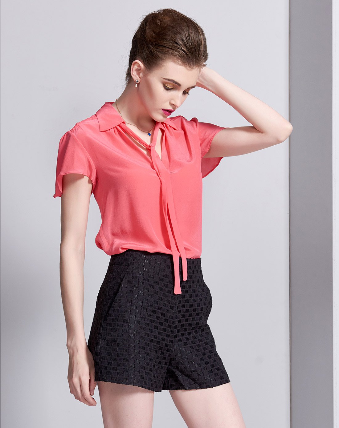 金丽杉真丝男女家居服优雅时尚纯桑蚕丝女装桃红ydl388th_唯品会