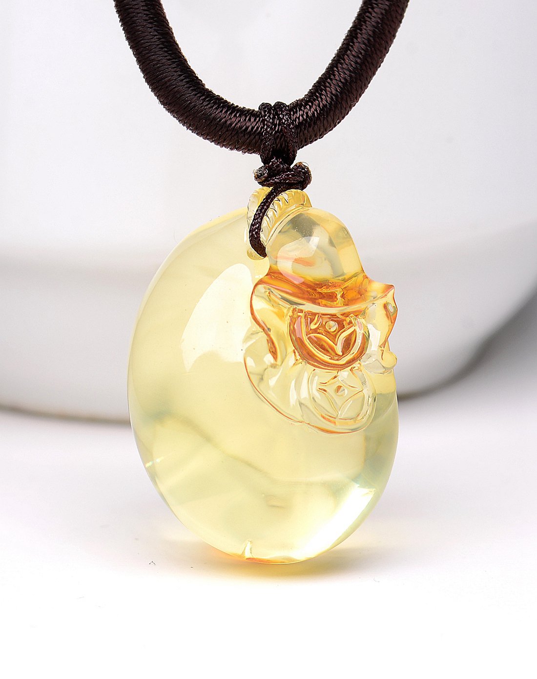 kimani 天然金黄色福财双至金珀吊坠如图