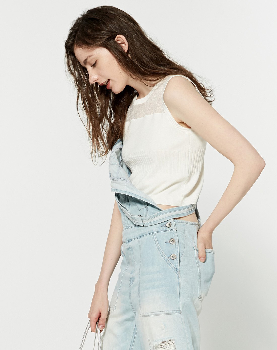 无袖短打衫白色