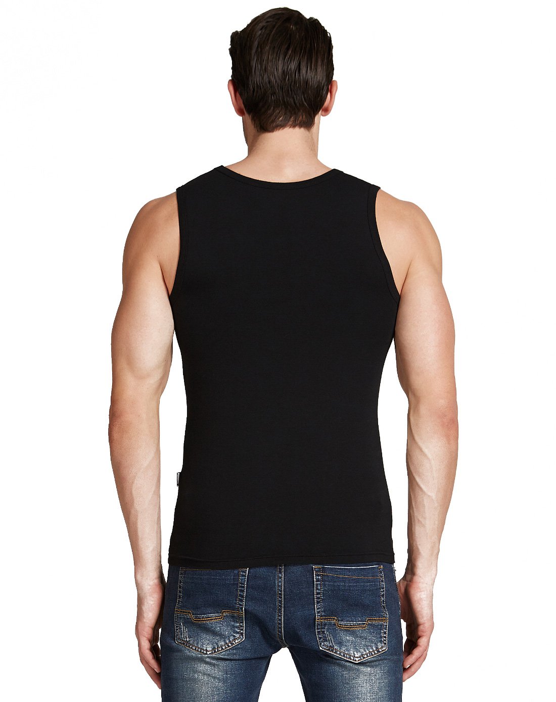 棉氨纶宽肩男背心黑色