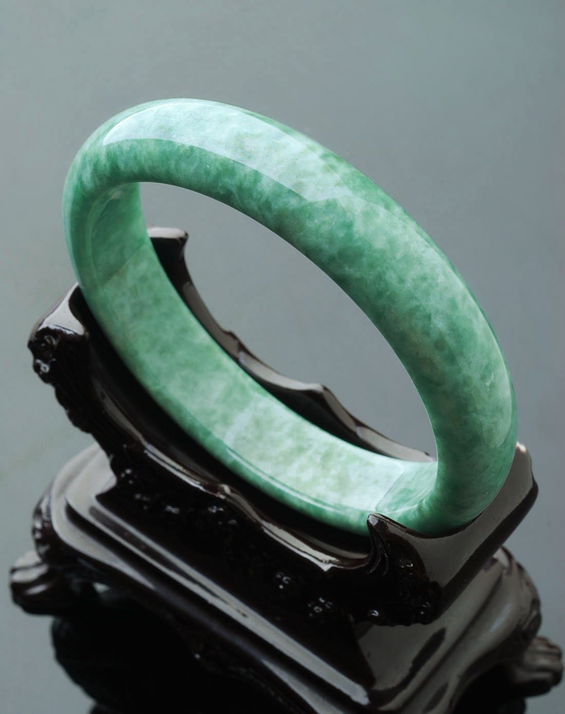 tamina 天然a货翡翠豆青手镯内径60-61mm