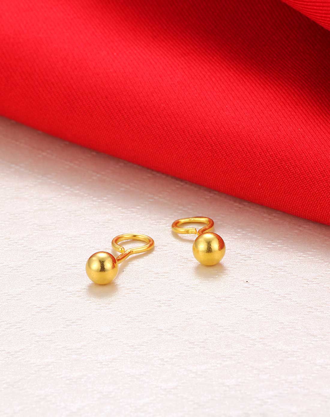 萃华 足金黄金耳饰光珠耳钉约1.48克计价