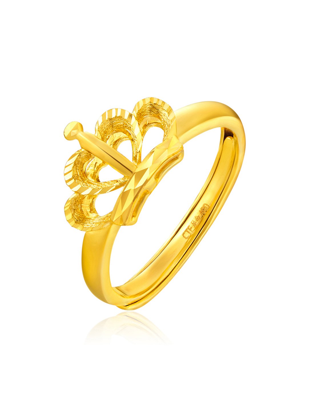 周大福 车花皇冠黄金戒指(计价)