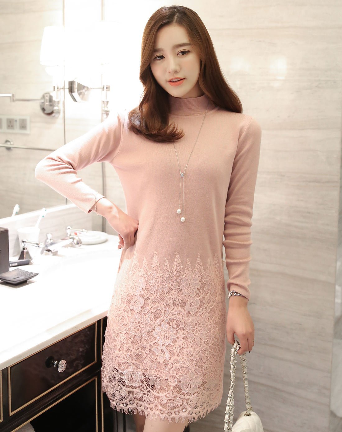 minette 女款蕾丝打底衫紫色312160632457100_唯品会