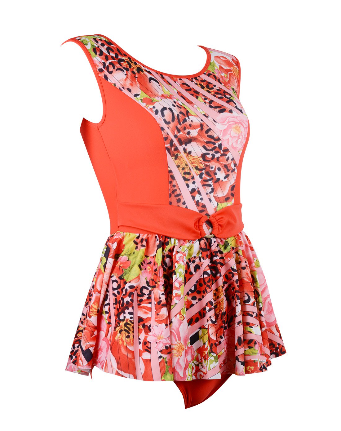 安莉芳聚拢裙式显瘦连体露背泳衣花色