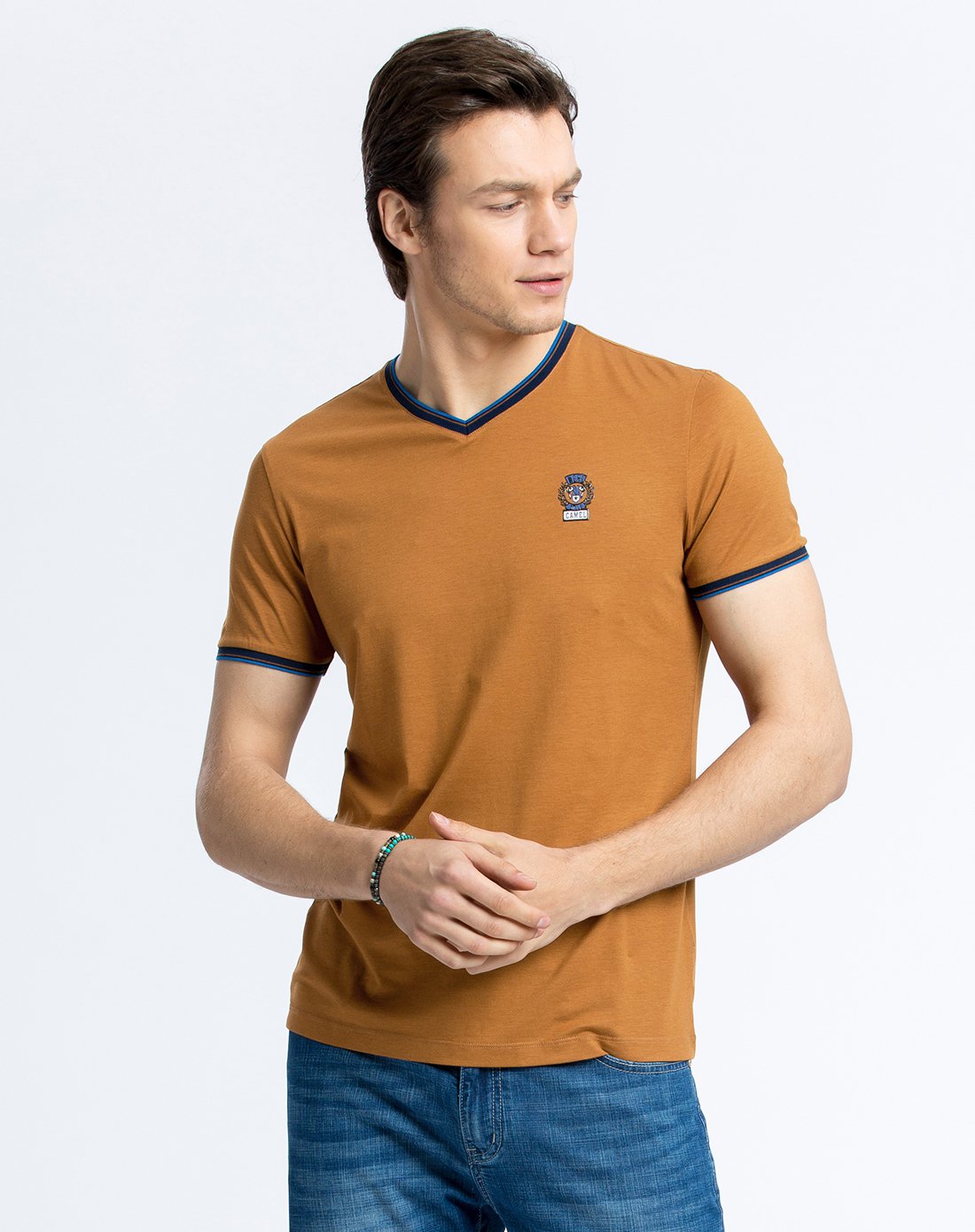 2017新品 简约时尚亲肤 短袖t恤驼色