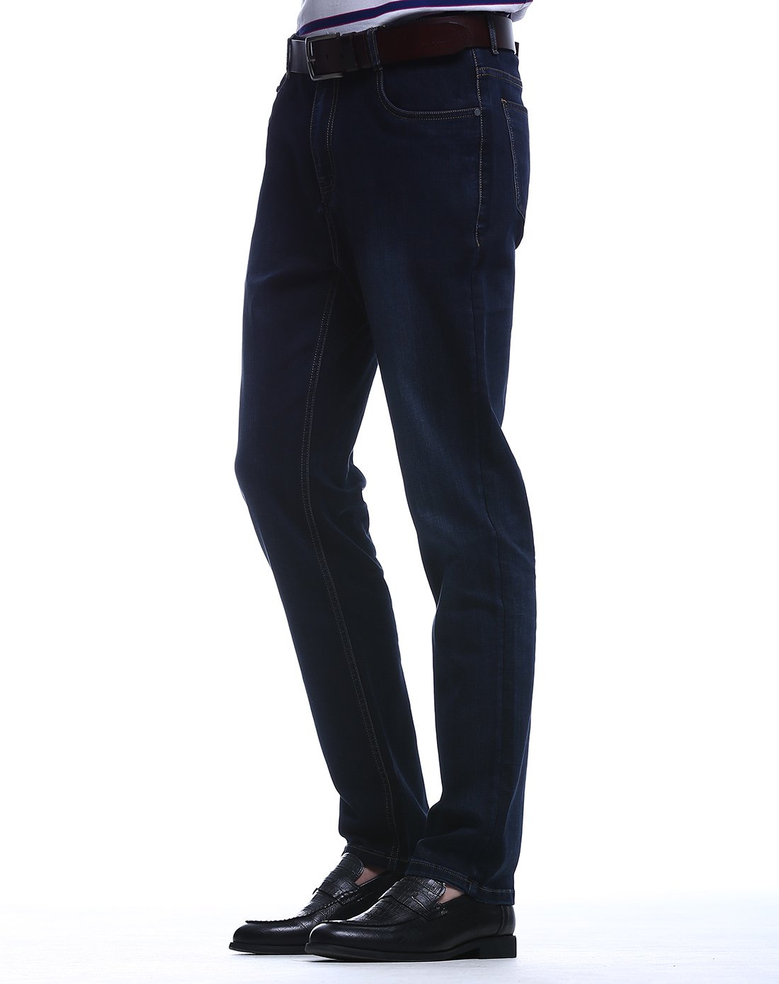 天空之城系列 磨白时尚复古牛仔裤黑蓝