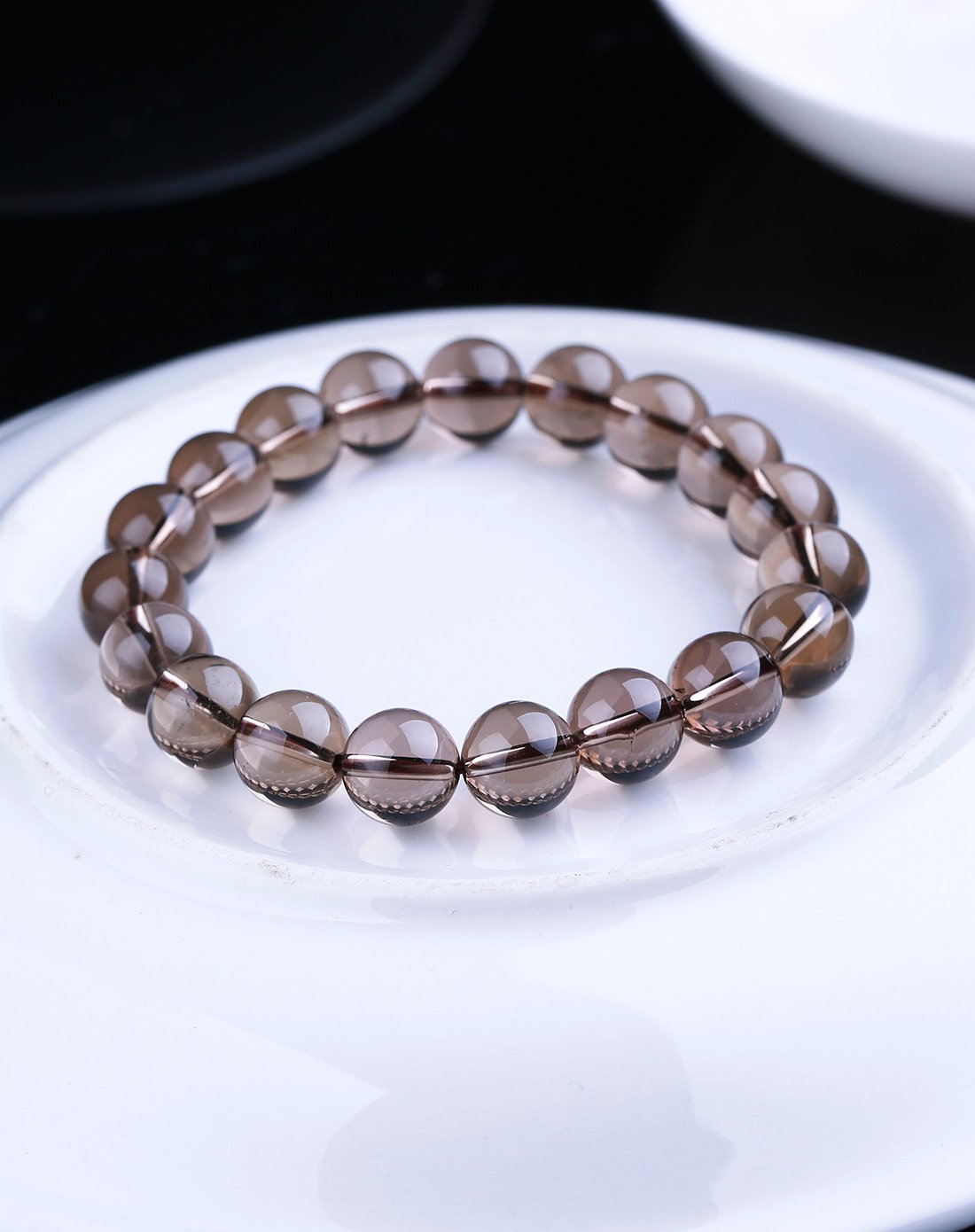 茶水晶手链女茶晶单圈手串佛珠水晶情侣饰品首饰 送女生女友妈妈生日