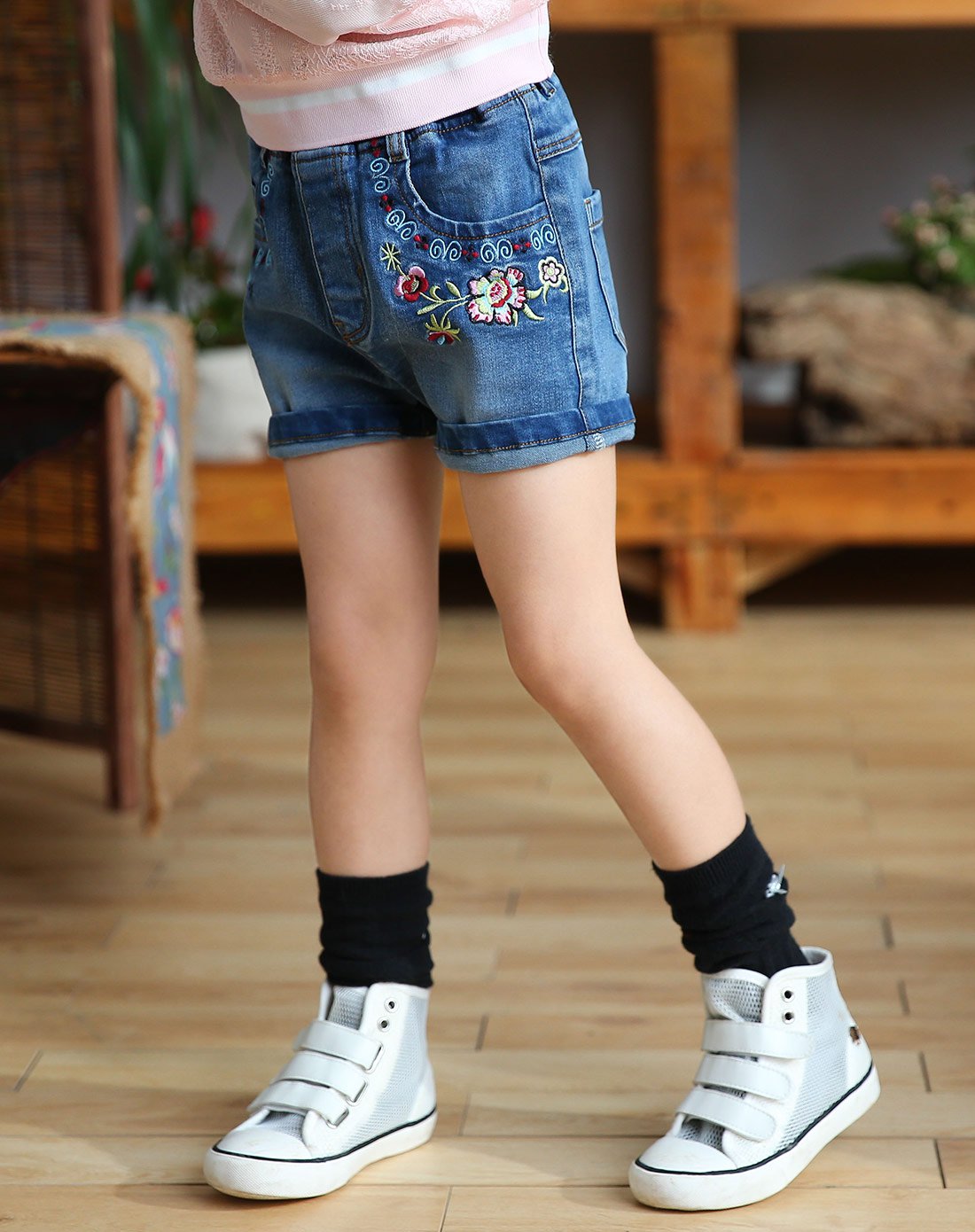 布布发现童装女童短裤中大儿童热裤夏装女孩百搭牛仔裤子