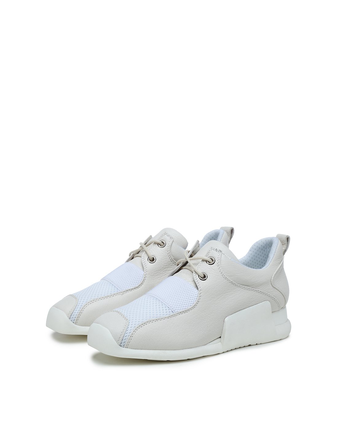 17年春新品爆款 白色时尚环保缩纹羊皮休闲鞋小白鞋