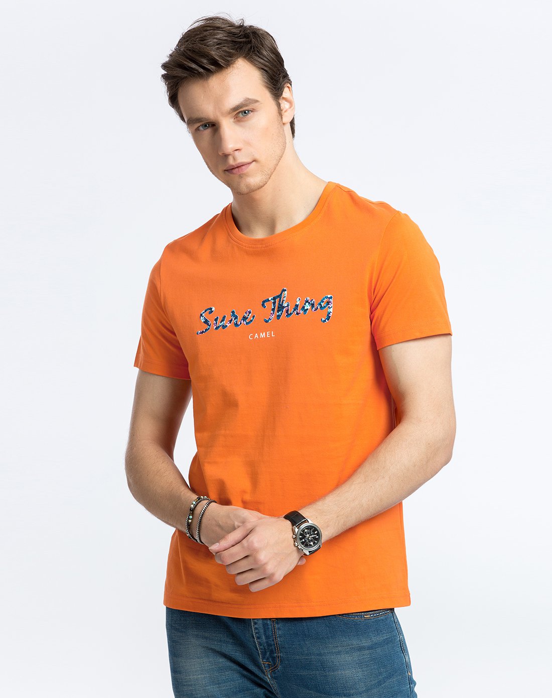 2017新品 纯棉亲肤柔软 短袖t恤橙色