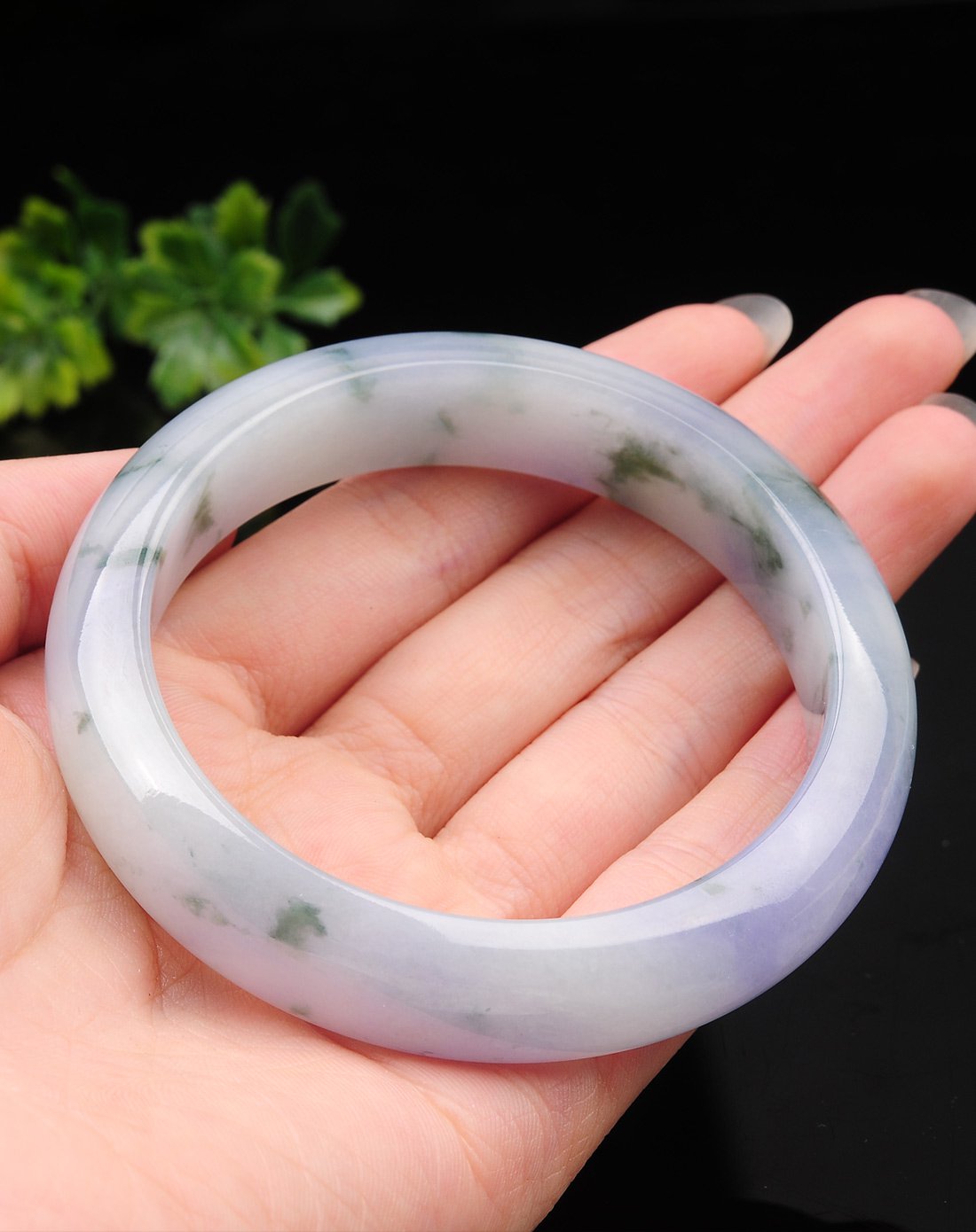 亿珍阁 天然a货三彩飘花糯种翡翠手镯附证书