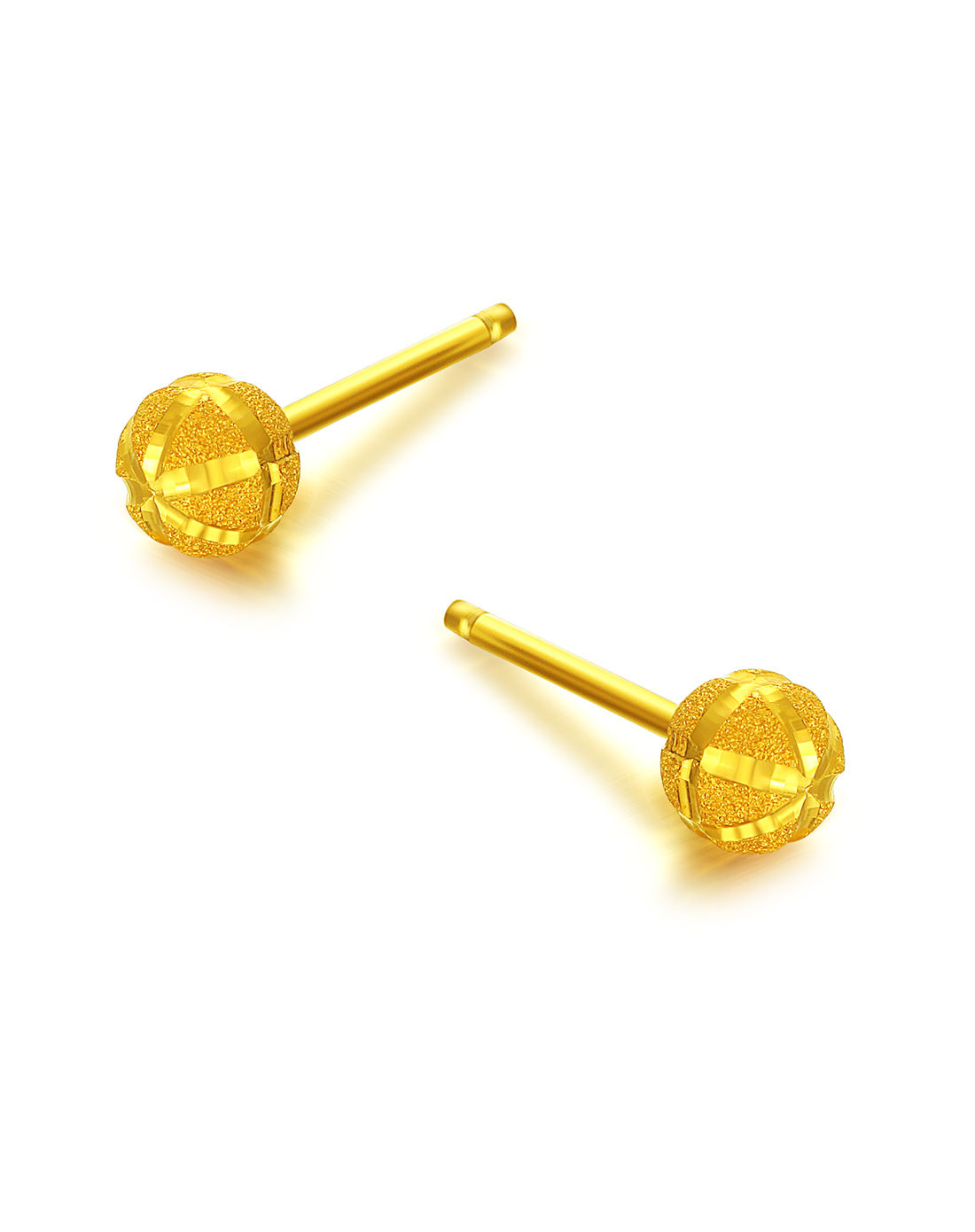 足黄金钉砂镂空耳饰