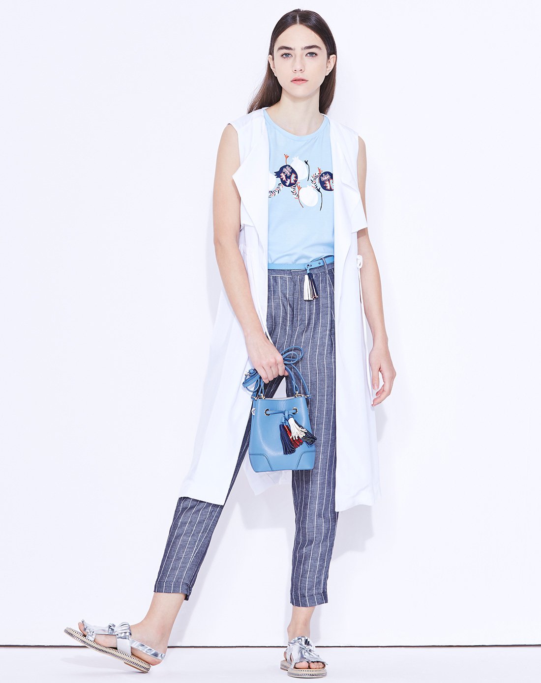 无袖长马甲白色