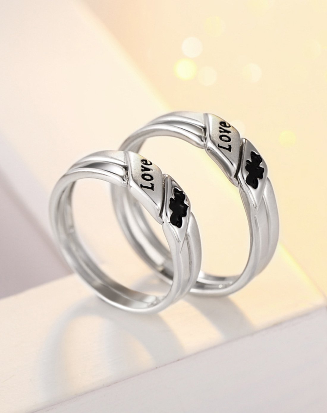 winy925银创意双圈情侣对戒爱情密码单只价