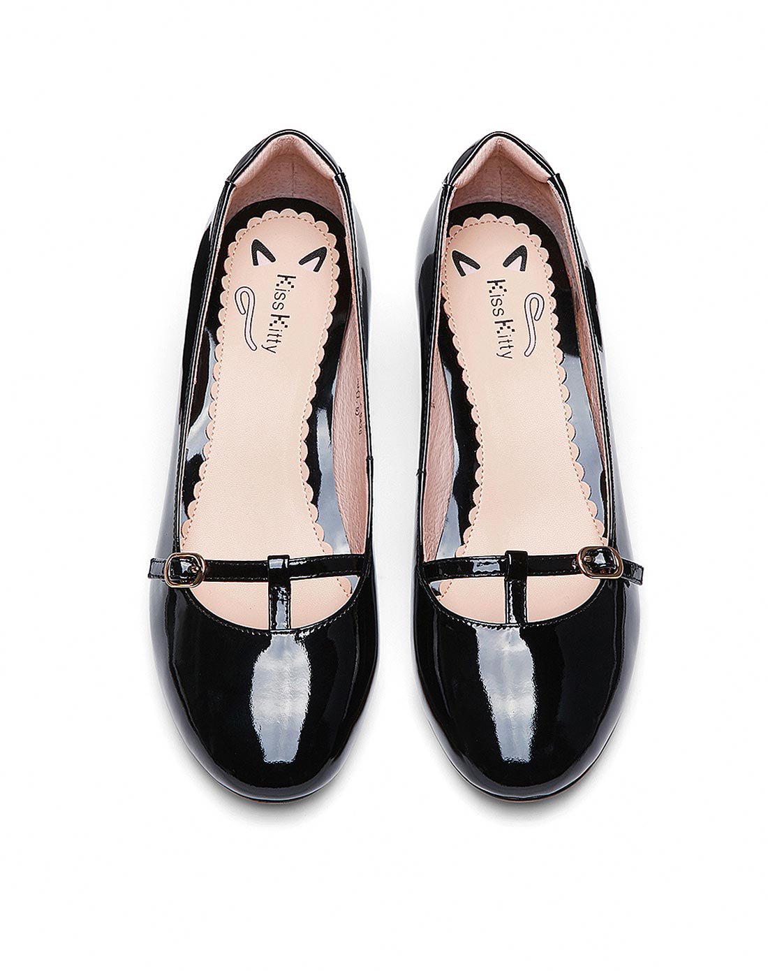 17年新品简约优雅t字带粗跟玛丽珍鞋黑色