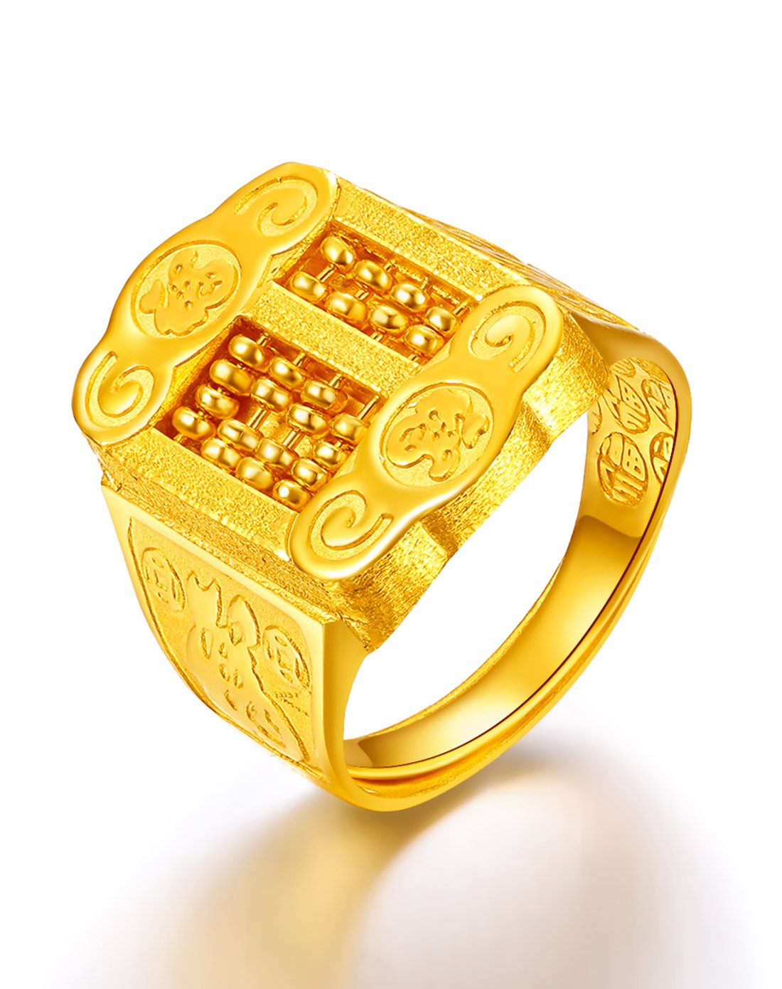 足黄金算盘男士戒指