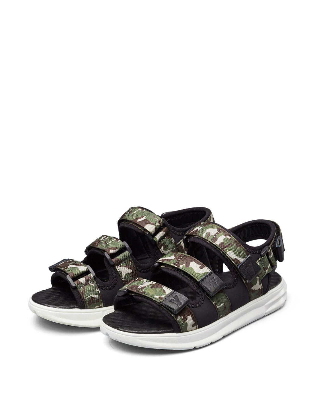 男小童迷彩运动休闲凉鞋军绿色