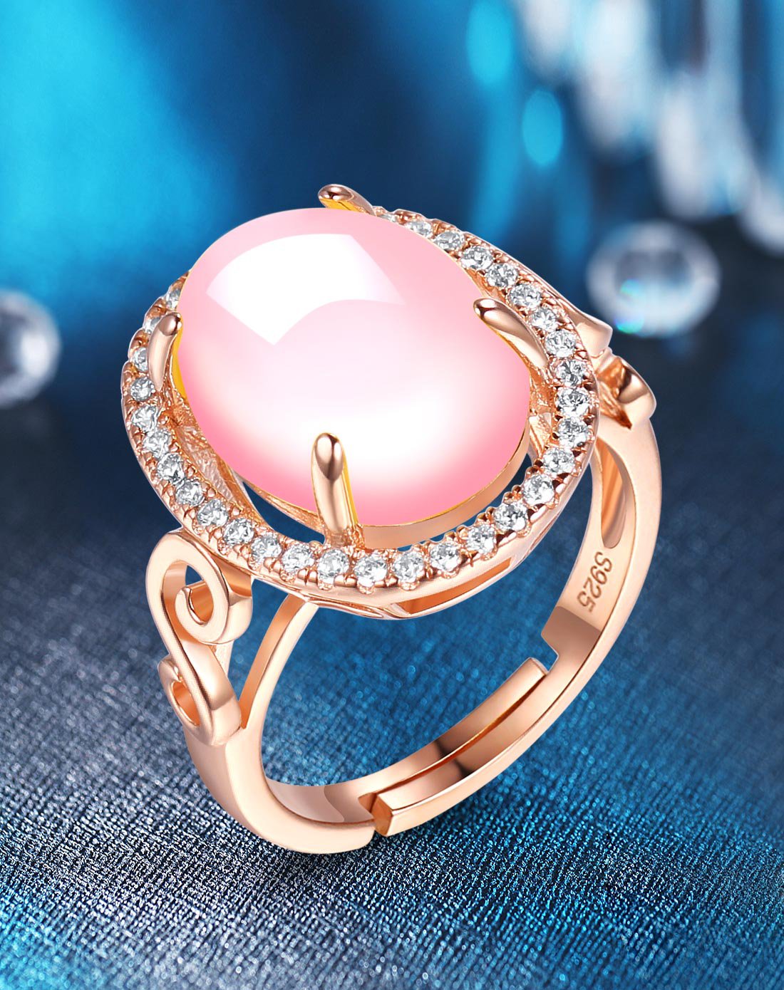 winy 天然冰种芙蓉石925银开口戒指唯美回忆配证书