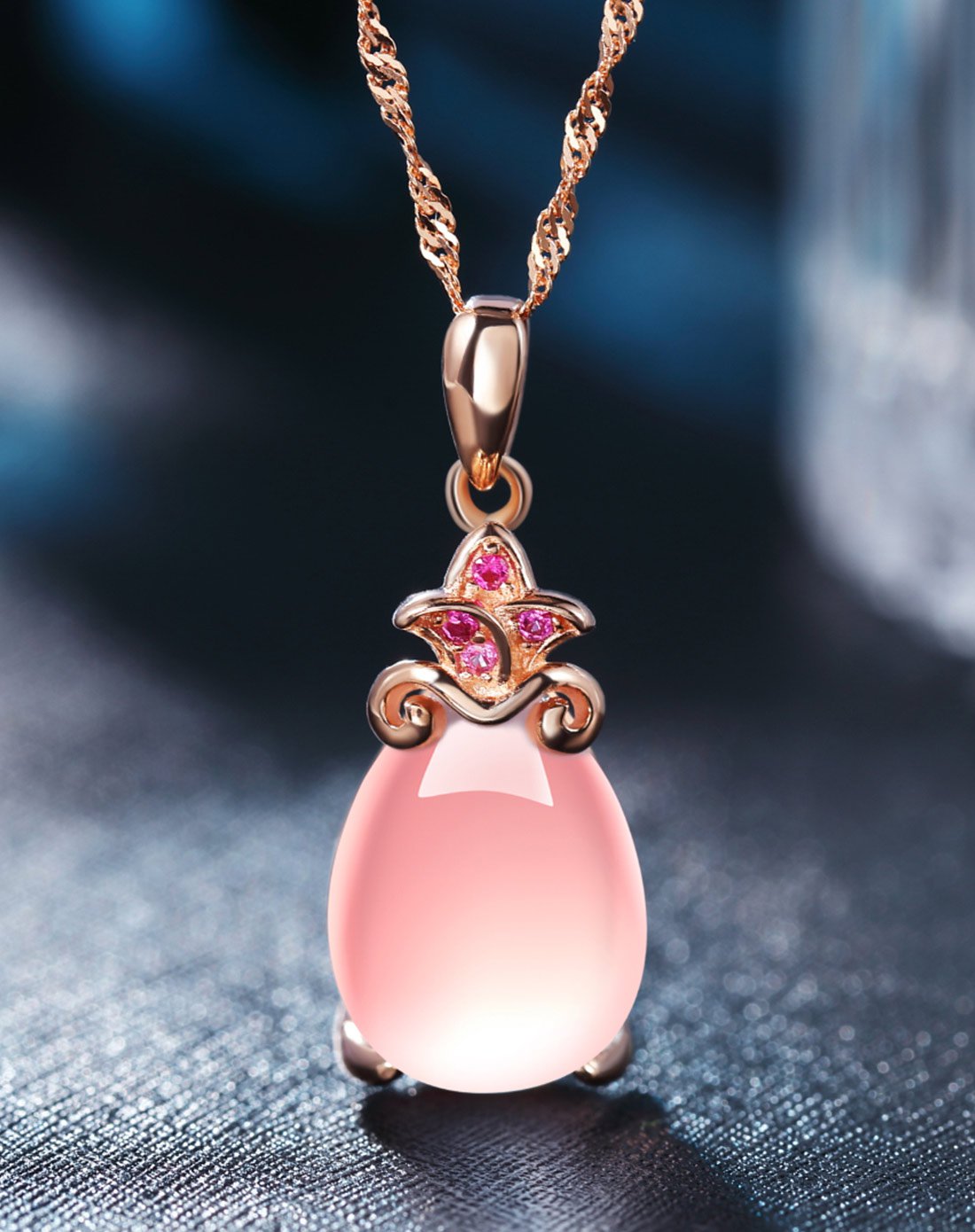 winy925银天然冰种芙蓉石项链唯美挚爱配证书