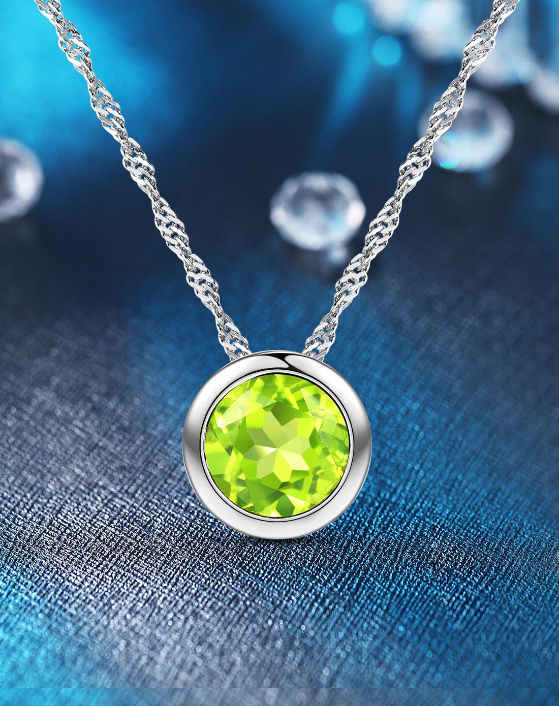 winy925银天然橄榄石项链陌语配证书