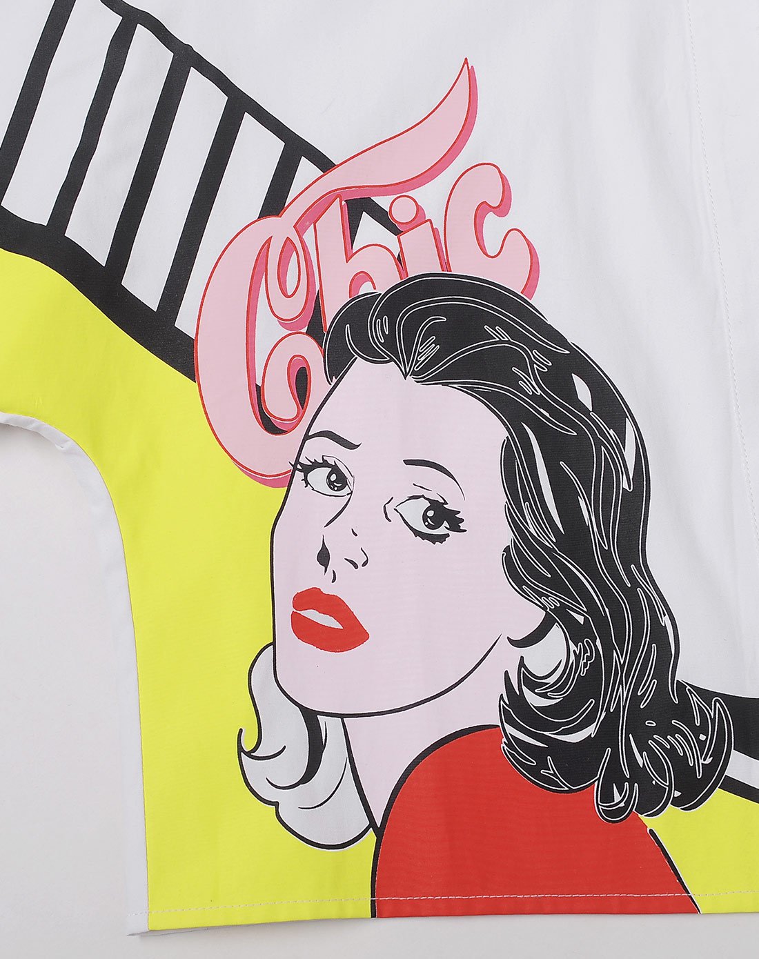 休闲波普印花短款蝙蝠袖衬衫白色