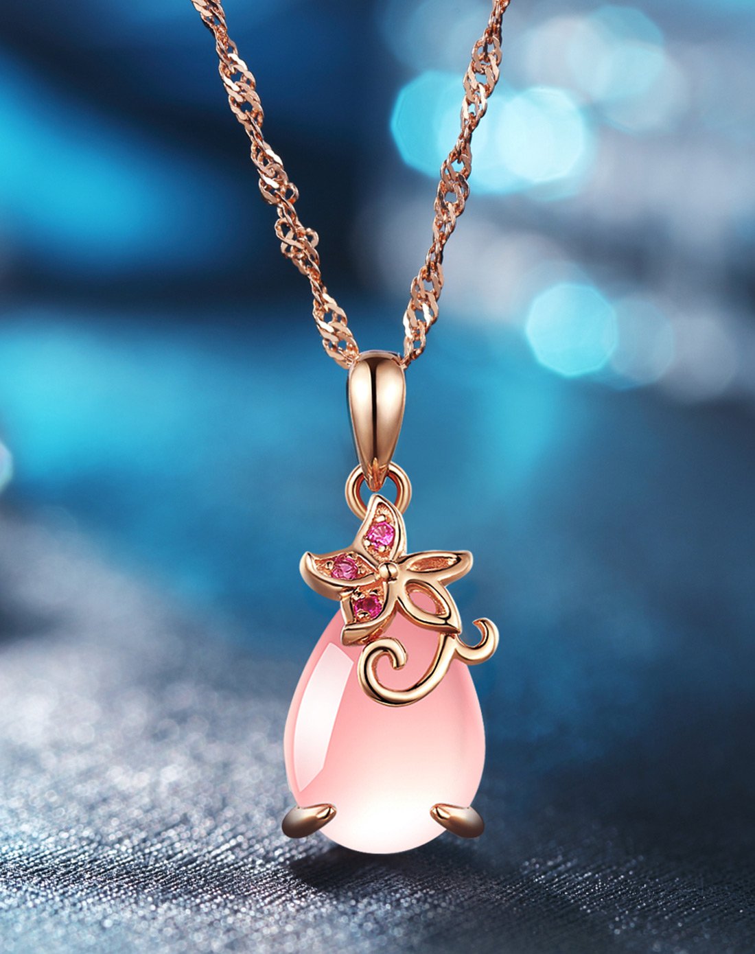 winy925银天然冰种芙蓉石项链恒久挚爱配证书