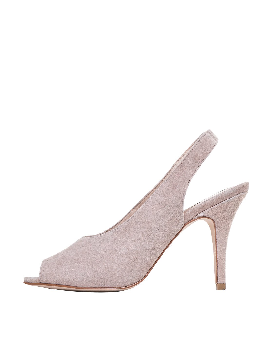 时尚羊反绒鱼嘴高跟鞋凉鞋灰卡其