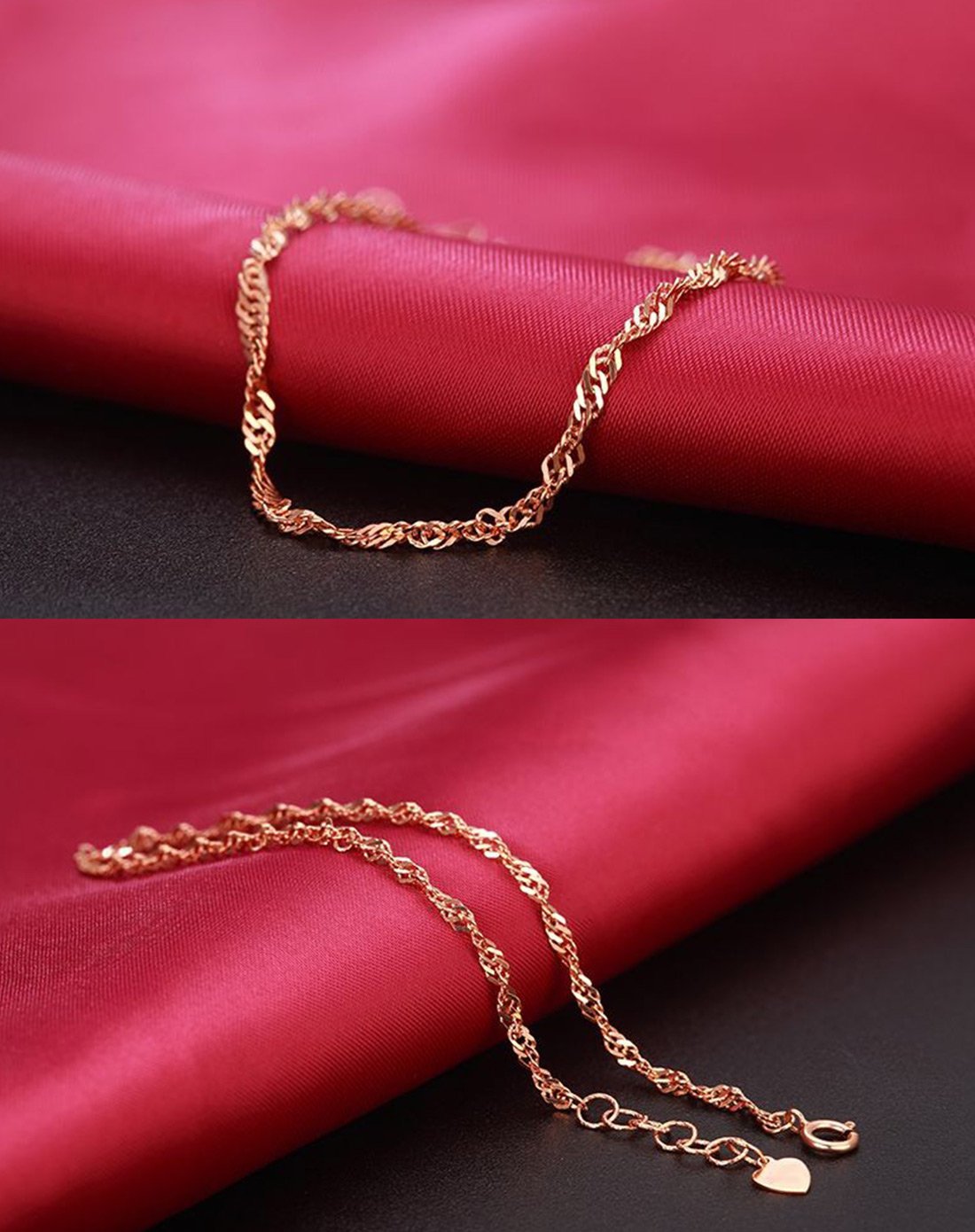 18k金时尚水波纹手链