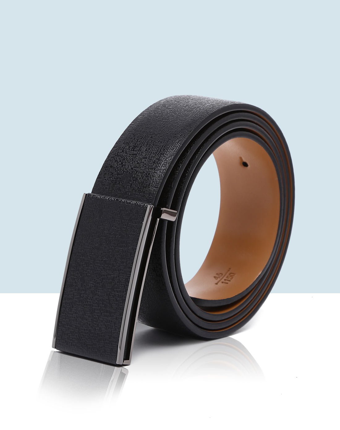 商务休闲牛皮平滑扣男士皮带百搭板扣裤带潮流腰带男