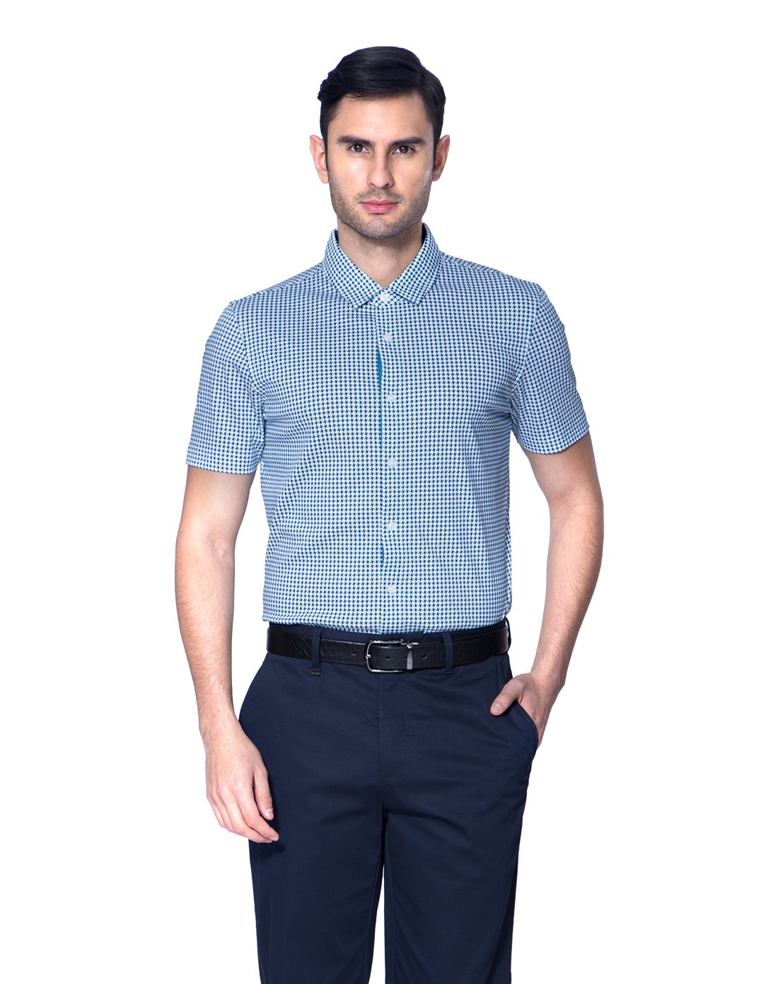 净爽米格短袖针织衬衫