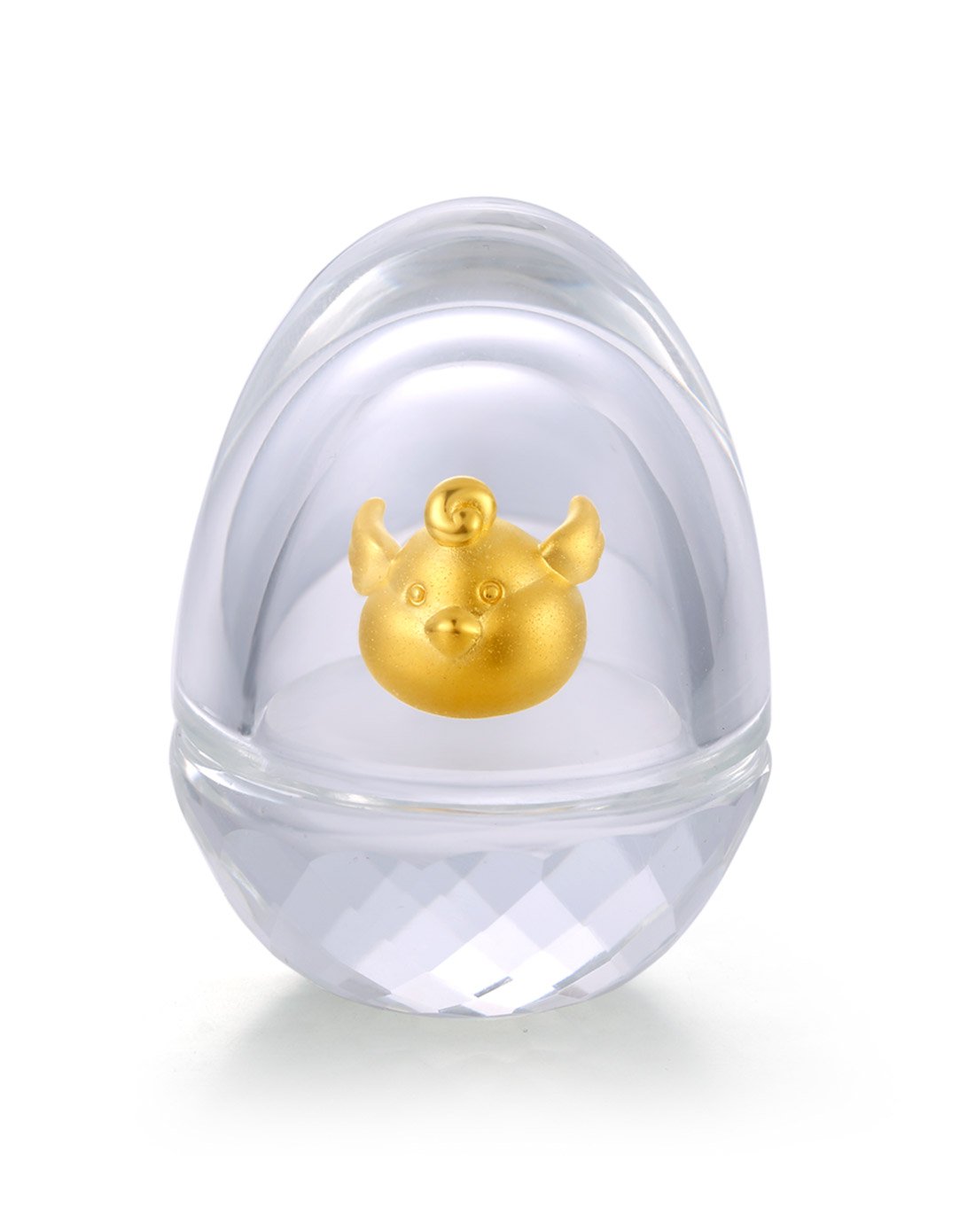 谢瑞麟足黄金水晶鸡摆件(送水晶底座)