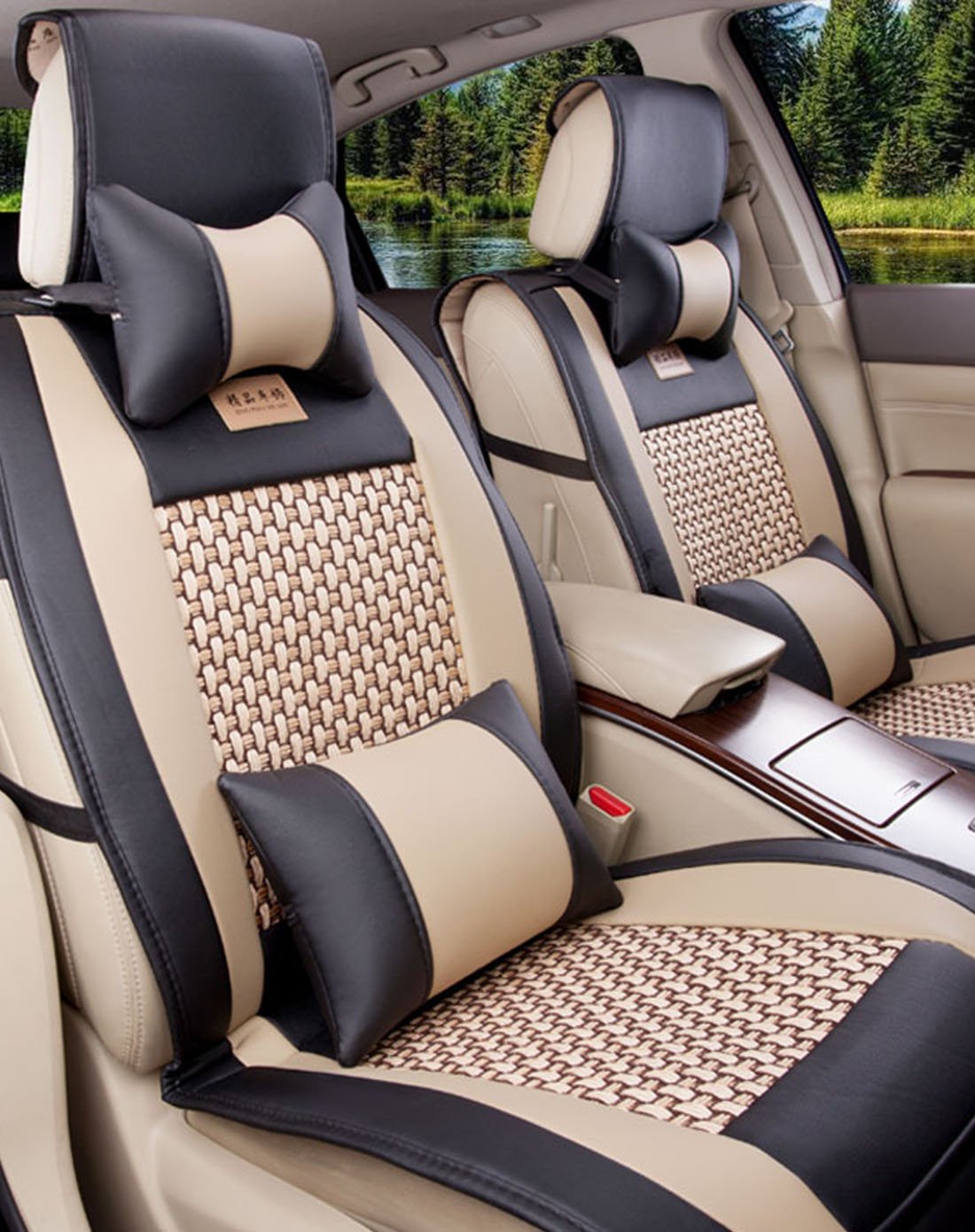 温文尔雅中国风汽车座垫米咖