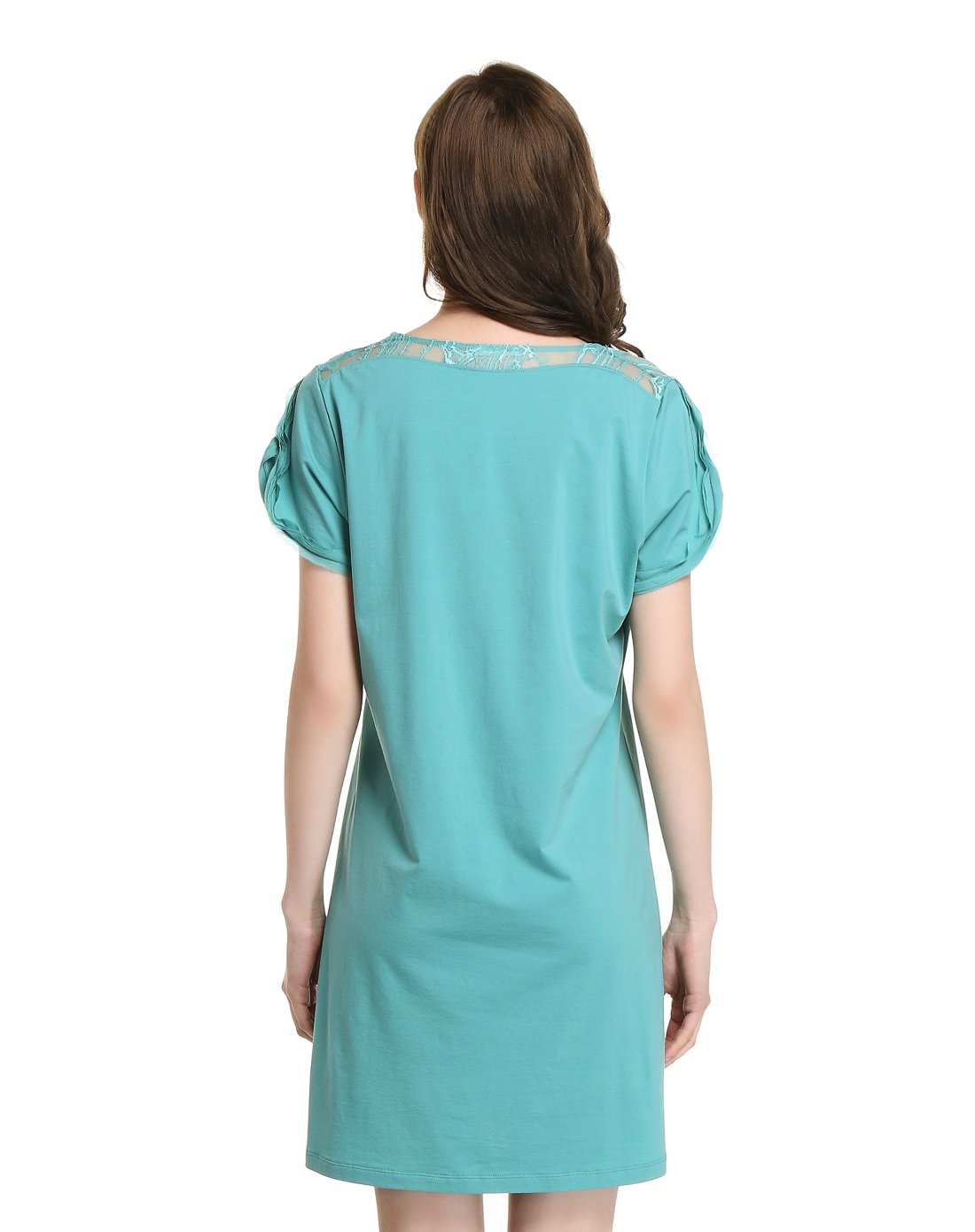 aimer女款时尚简约短袖睡裙绿色