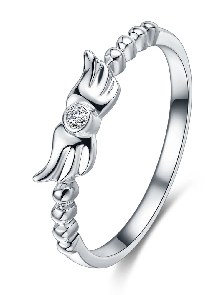 18k白金钻石女戒-天使翅膀