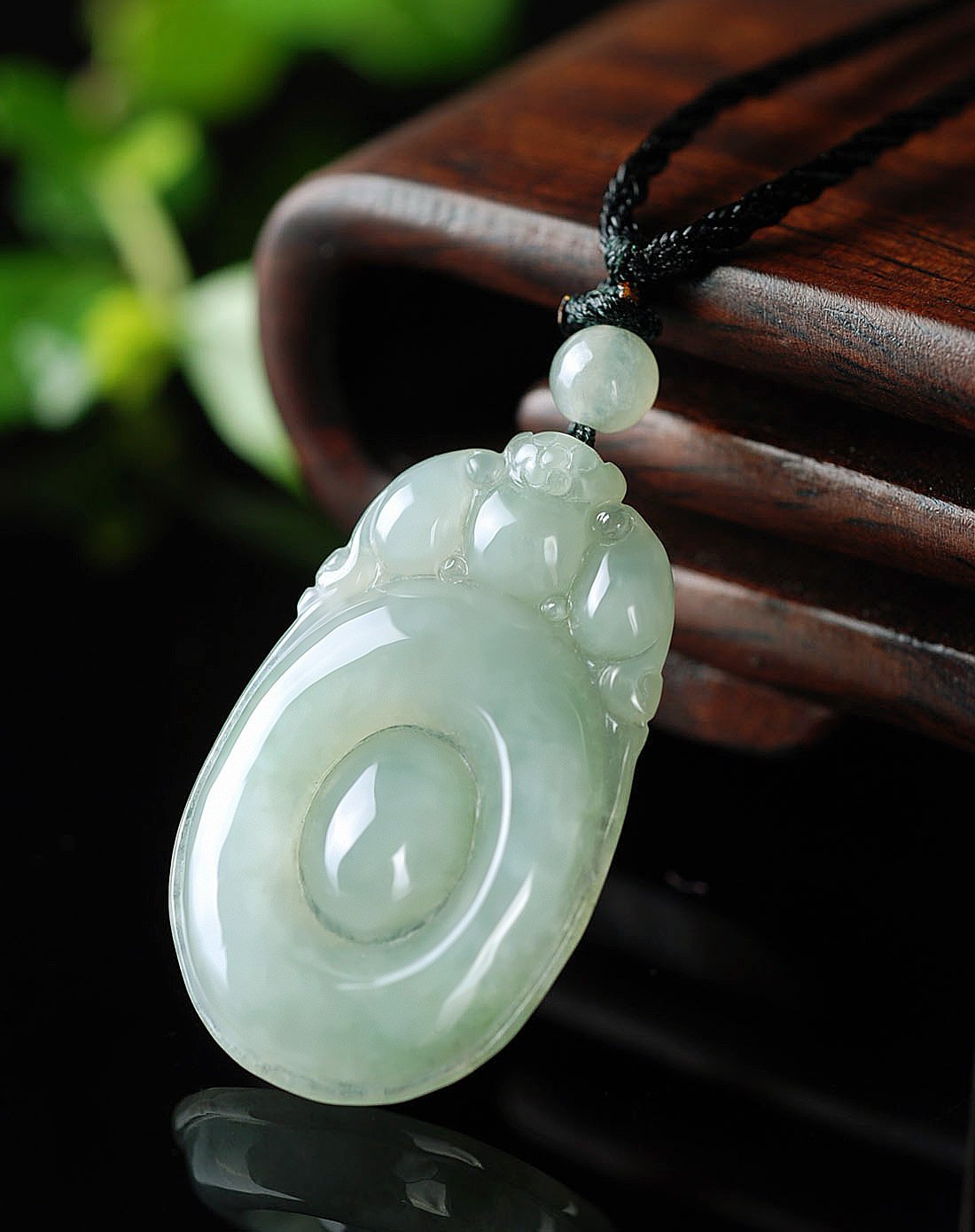 天然a货翡翠釉青福在眼前吊坠(附证书).