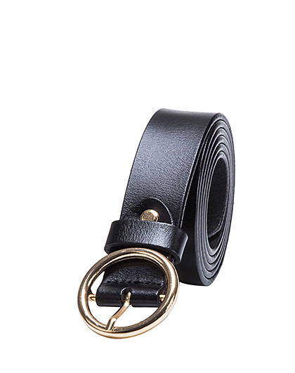 简约圆环带扣女士皮带黑色