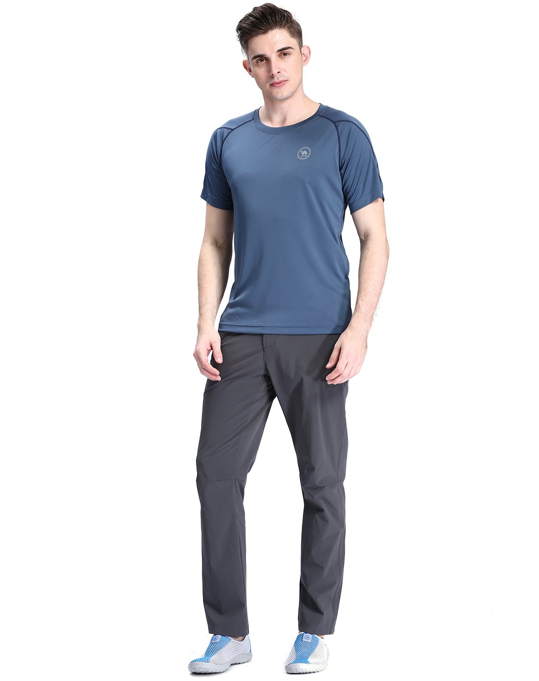 经典简约时尚休闲 男款短t浅青