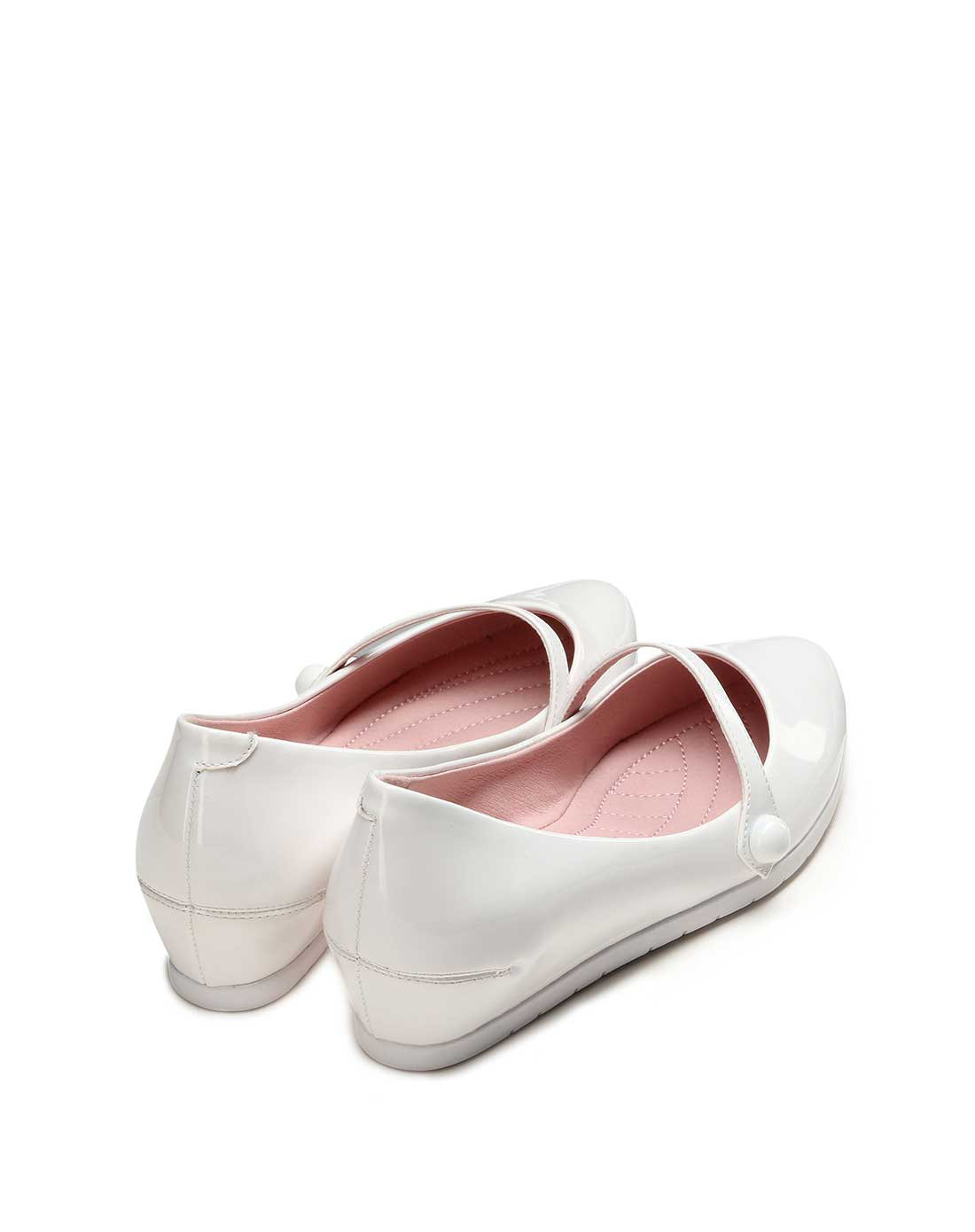 2017年新品甜美漆皮内增高玛丽珍鞋白色