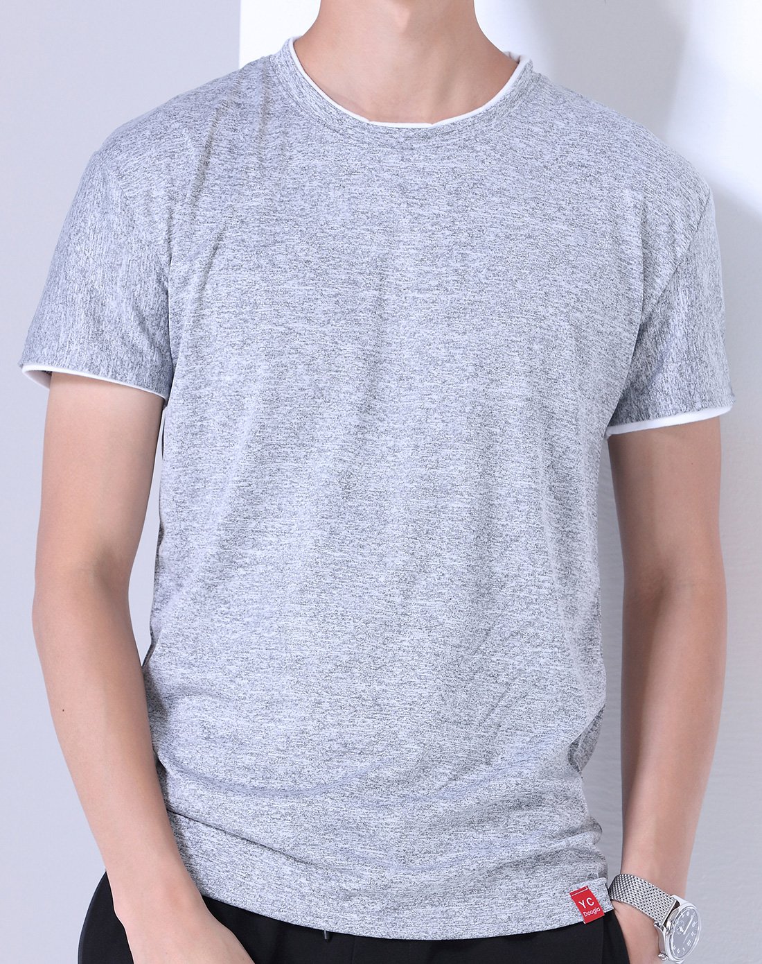 简约纯色棉质短袖t恤灰色