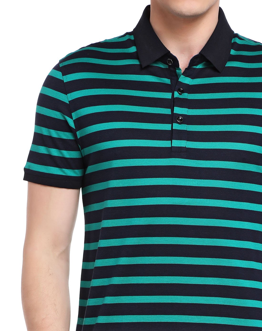 条纹帅气休闲简约短袖t恤蓝青色