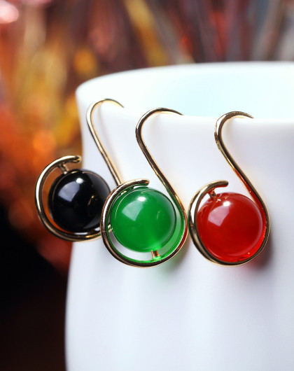 豆蔻年华天然红玛瑙时尚个性耳钉耳环女