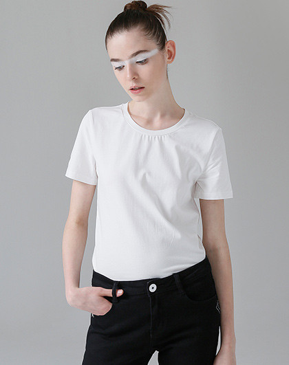 【夏新款】圆领基础款百搭净色打底短袖t恤米白色