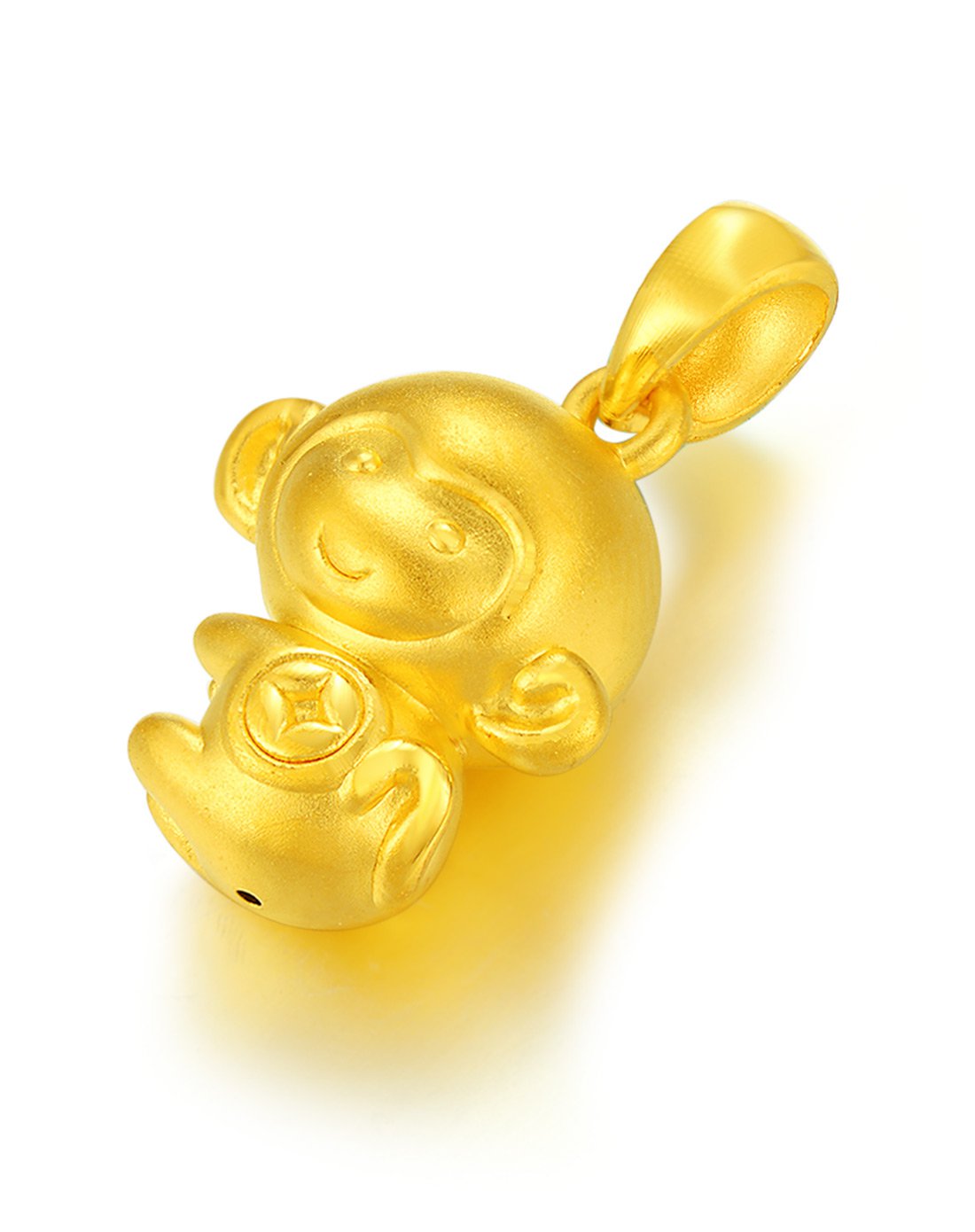 3d硬金思考猴吊坠(送银镀金链)定价