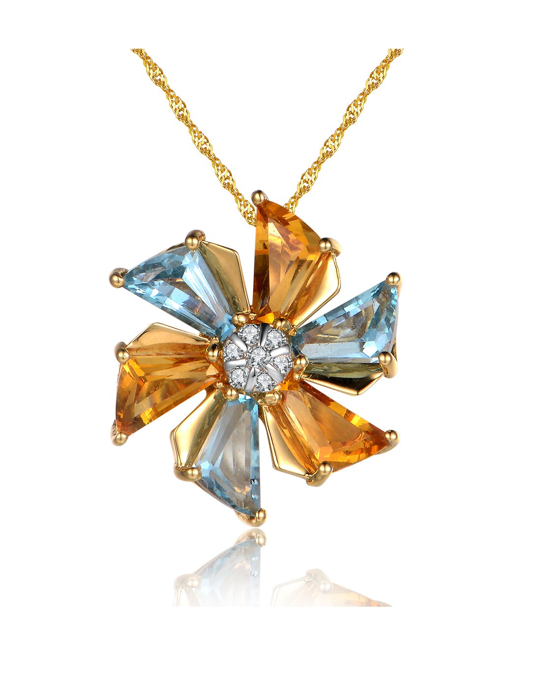 彩宝大师enzo珠宝专场enzo 彩虹系列 18k黄金双色彩色宝石吊坠6ep